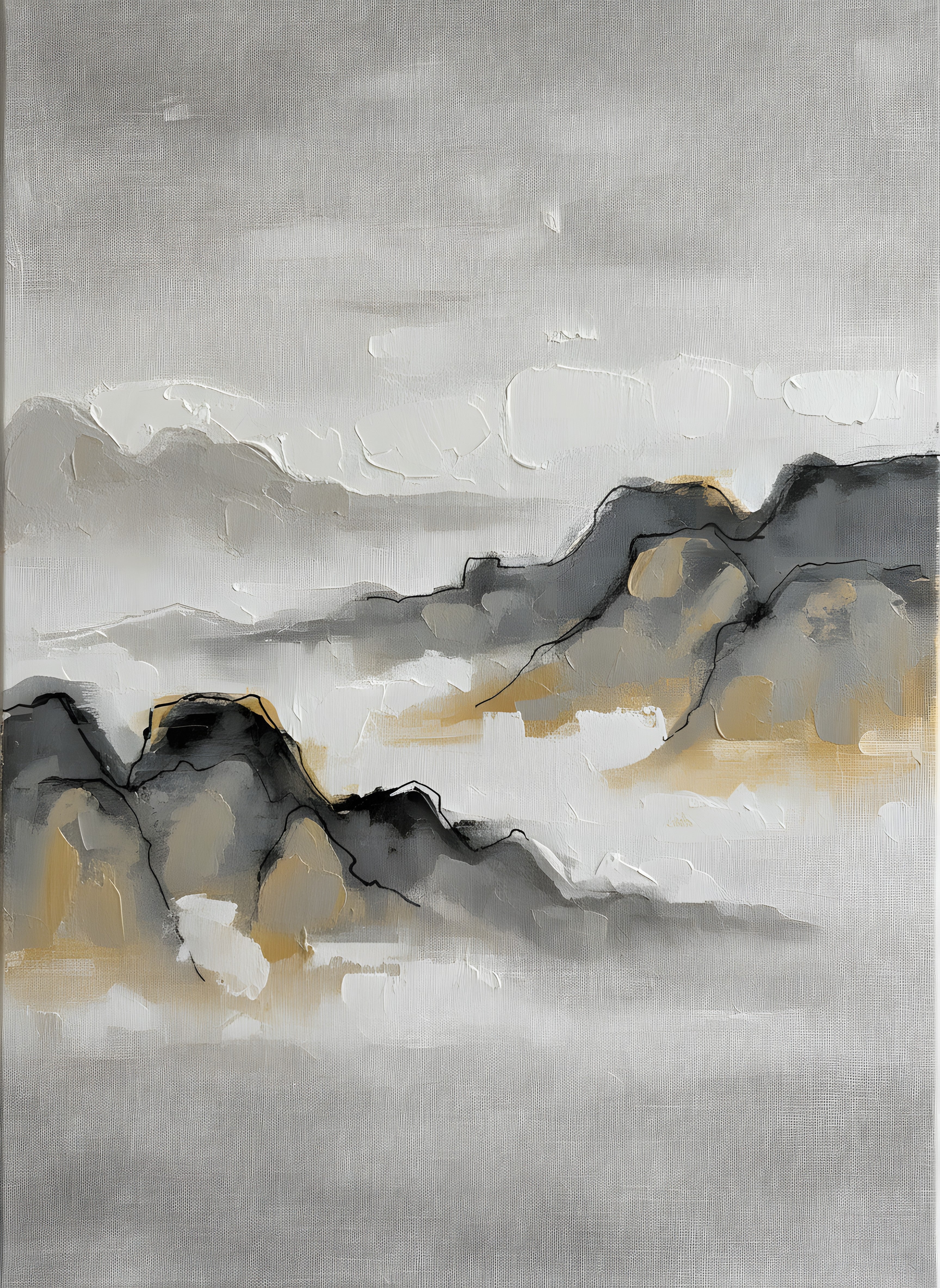 Ink Wash Landscape Wall Art, Japanese Sumi-e Canvas, Bedroom Decor
