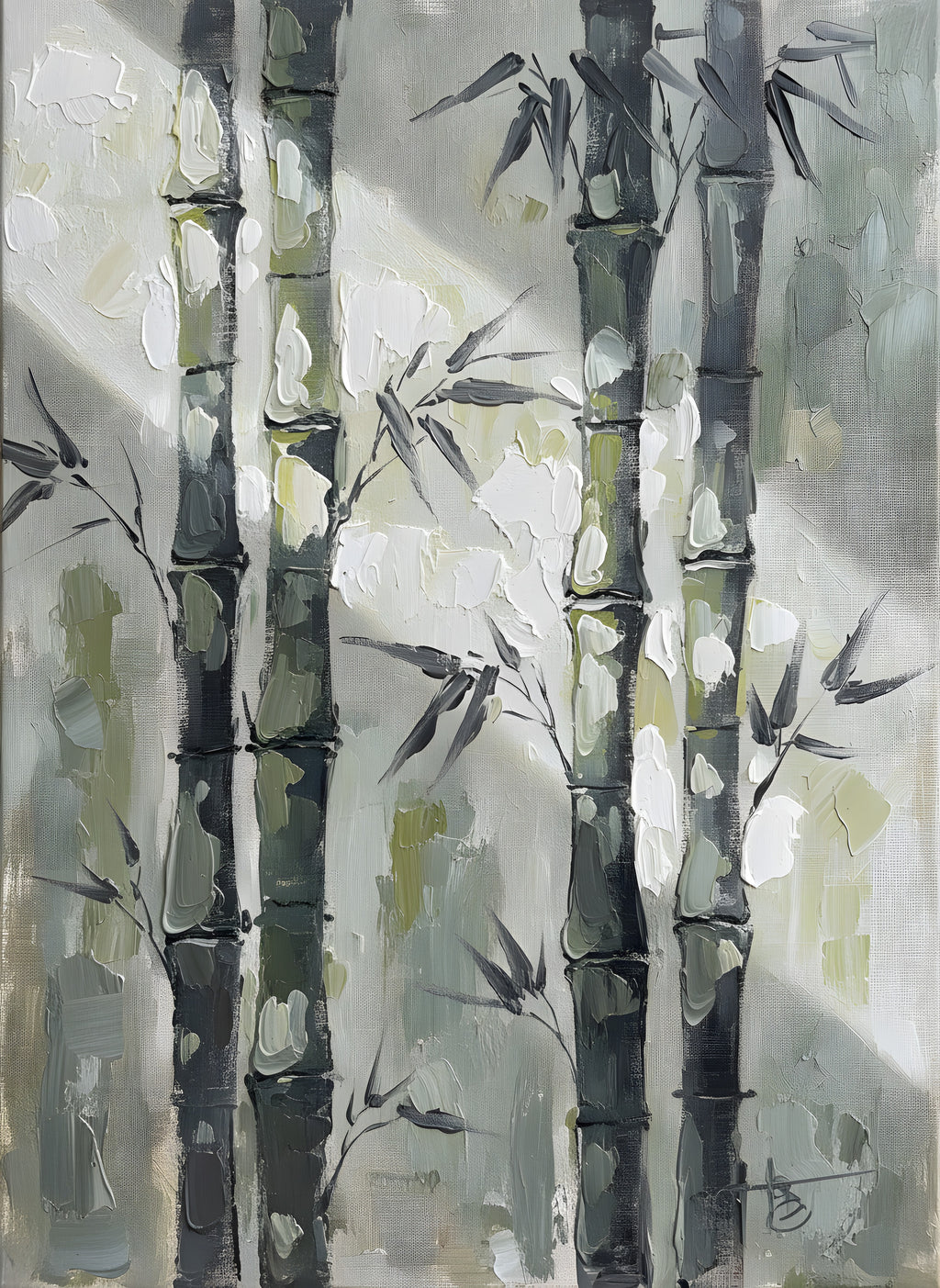 Bamboo Wall Art, Japanese Zen Canvas, Living Room Decor, Gift