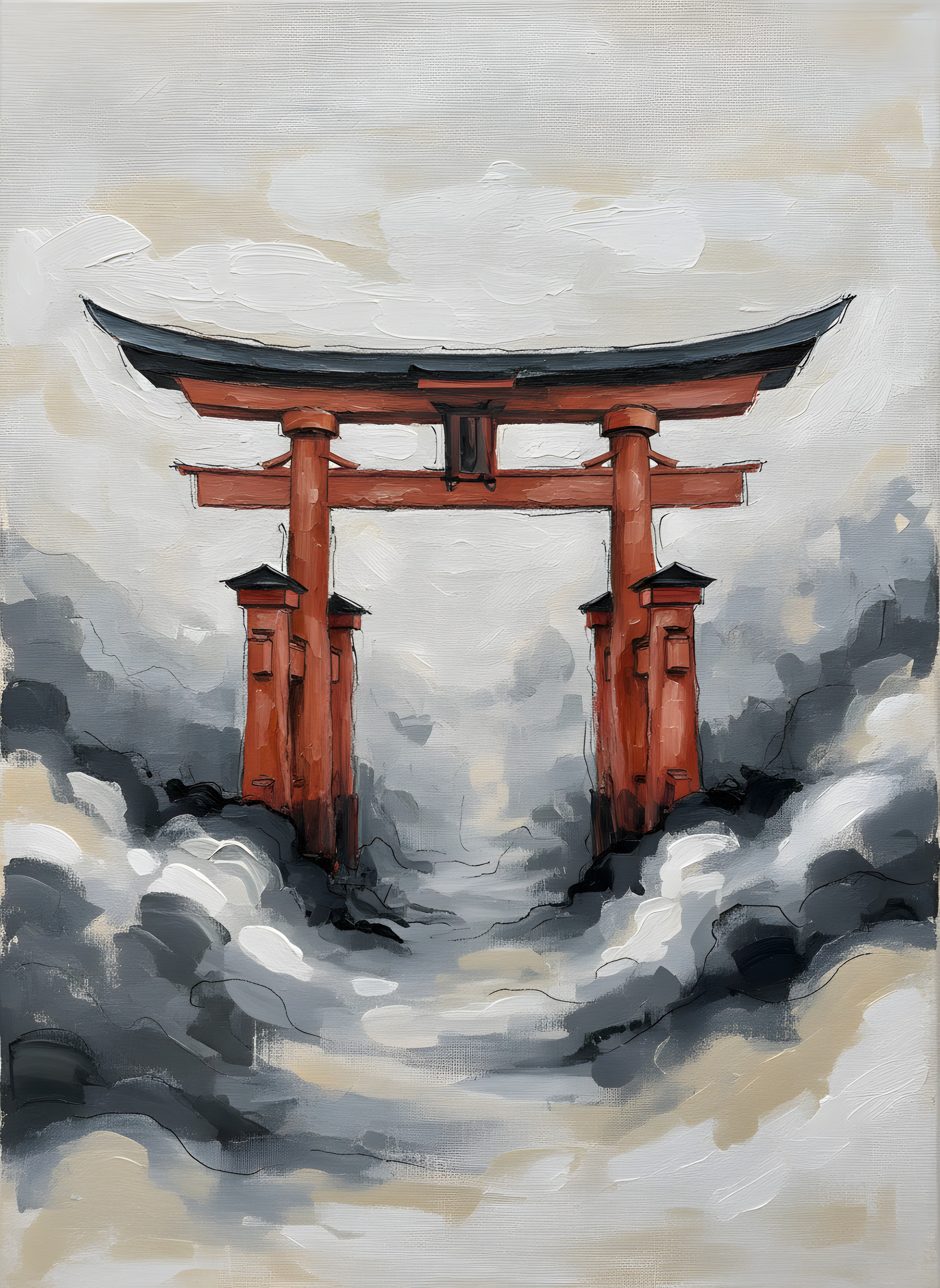 Torii Gate Wall Art, Traditional Japanese Canvas, Bedroom Decor