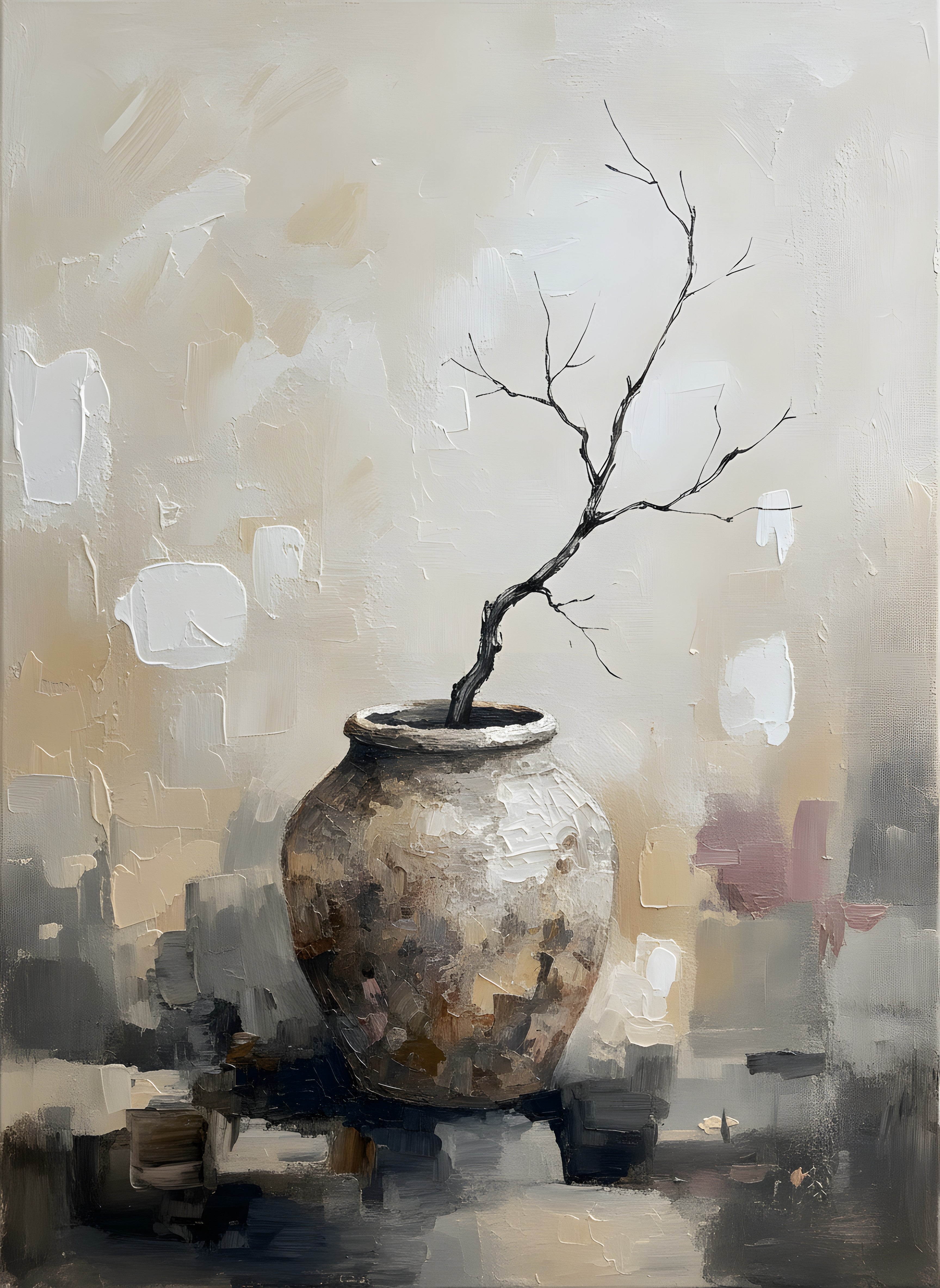 Wabi-Sabi Wall Art, Vintage Japanese Canvas, Living Room Decor