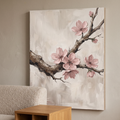 Large Cherry Blossom Wall Art — canvas wall art, japanese wall art, canvas wall art shown on a wall in a styled interior, view C8 (Japandi / Japanese zen) | Blo