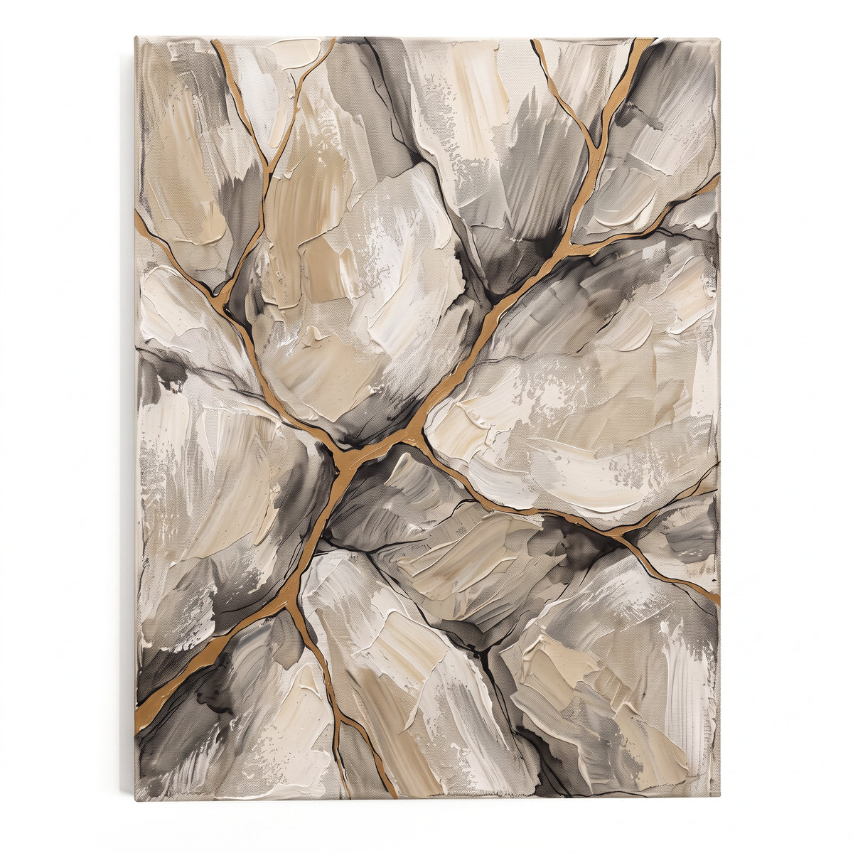 Wabi Sabi Wall Art — canvas wall art, earth tone art, canvas wall art shown on a wall in a styled interior, view C1 (Japandi / Japanese zen) | BloomWorld Art