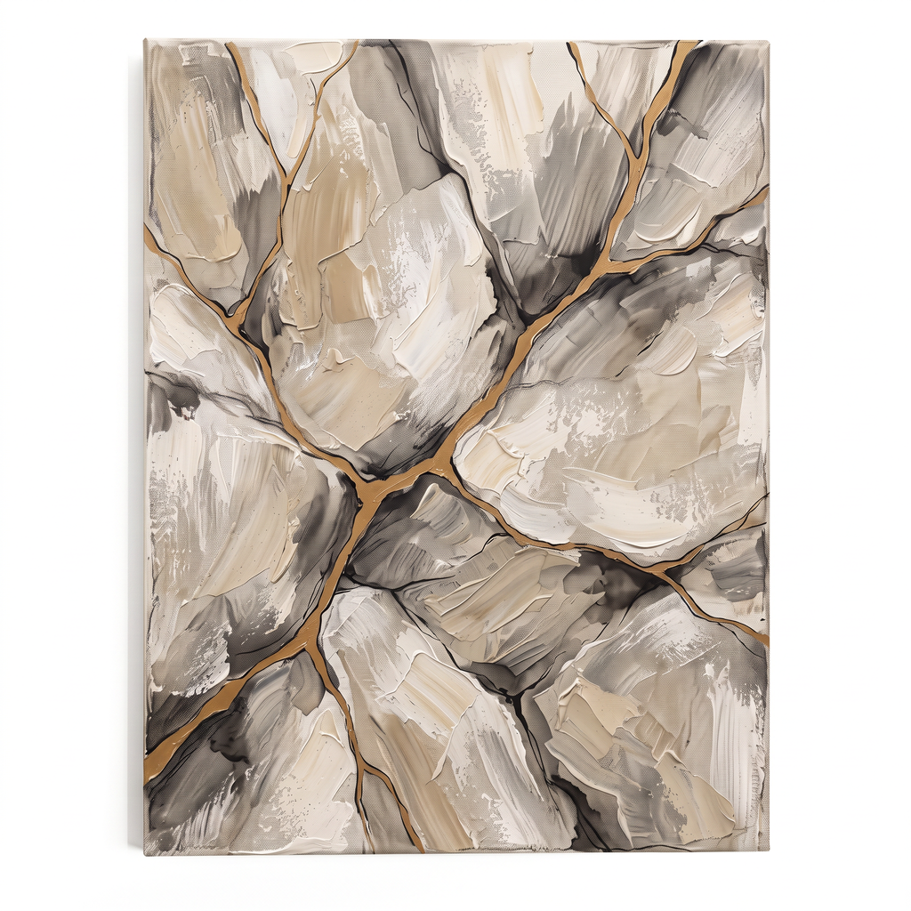 Wabi Sabi Wall Art — canvas wall art, earth tone art, canvas wall art shown on a wall in a styled interior, view C1 (Japandi / Japanese zen) | BloomWorld Art
