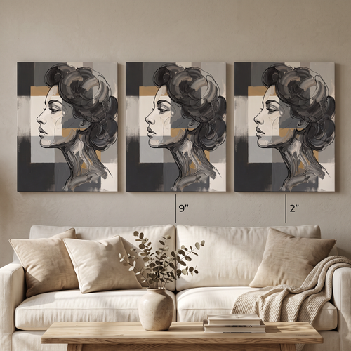 Abstract Face Line Art Minimalist Canvas, One Line Portrait Print, Scandinavian Living Room Decor, Gift
