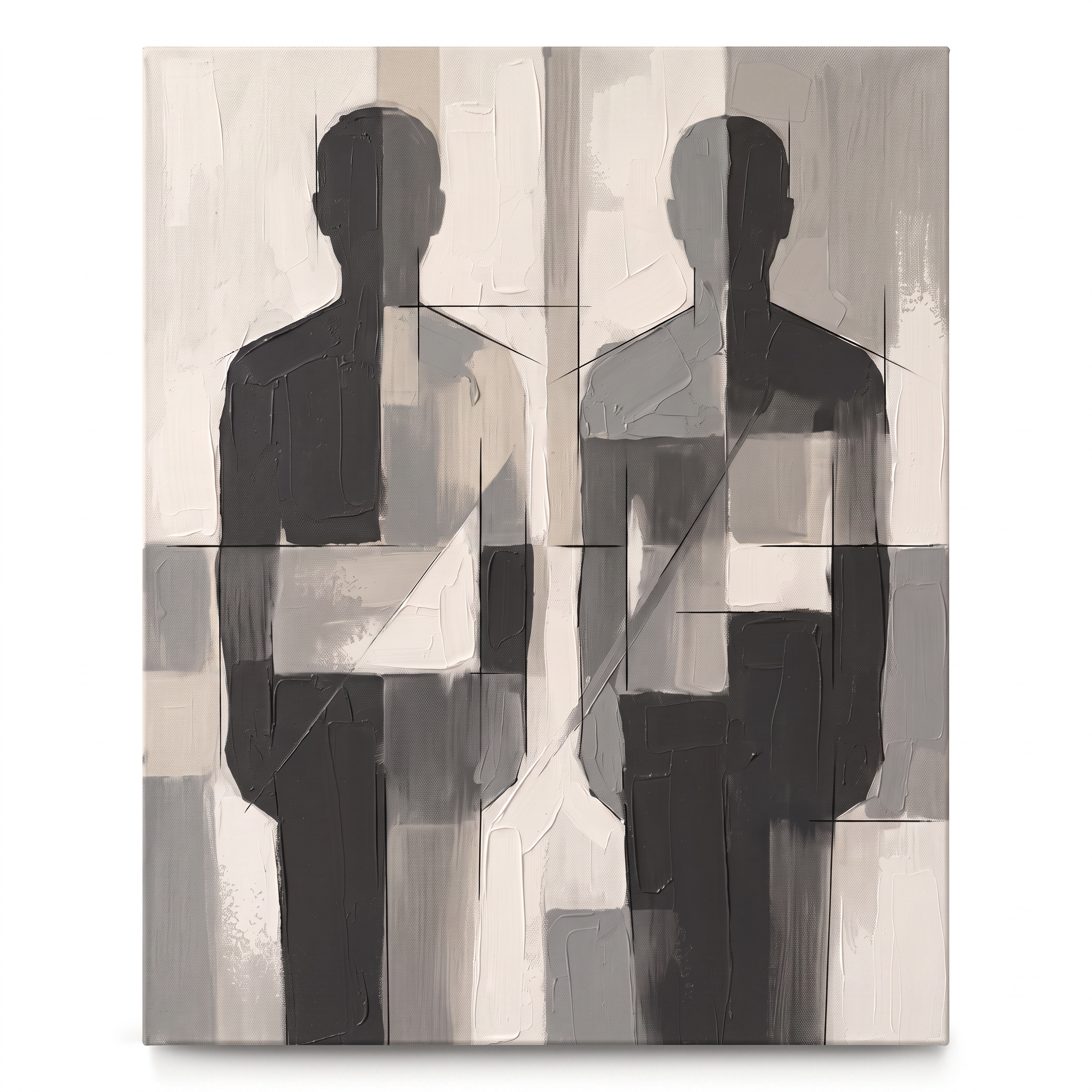 Two Abstract Figures Minimalist Wall Art, Nordic Line Art Canvas, Modern Couple Decor, Gift