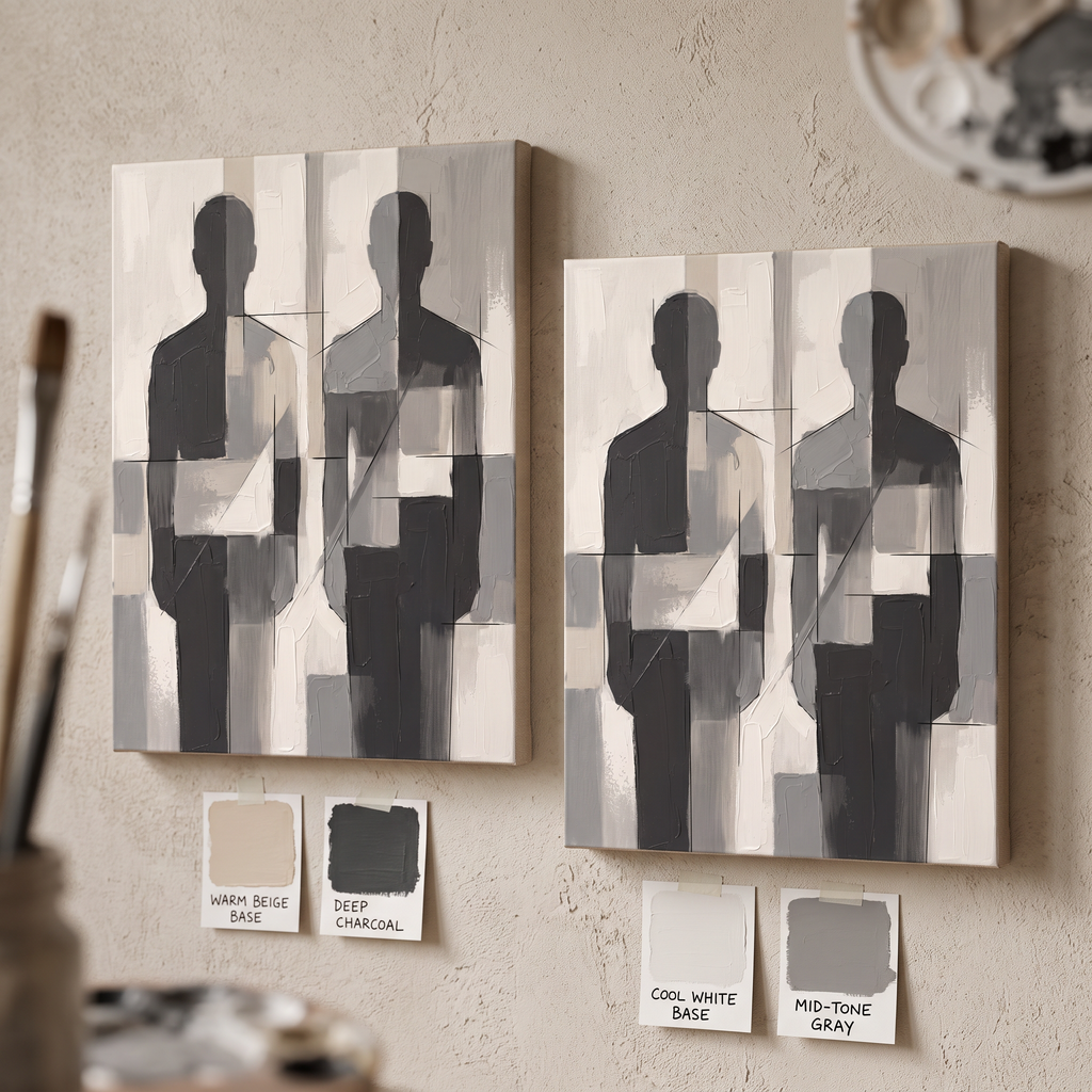 Two Abstract Figures Minimalist Wall Art, Nordic Line Art Canvas, Modern Couple Decor, Gift