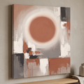 Minimal Sun Circle Wall Art, Scandinavian Abstract Canvas, Warm Neutral Living Room Decor, Gift