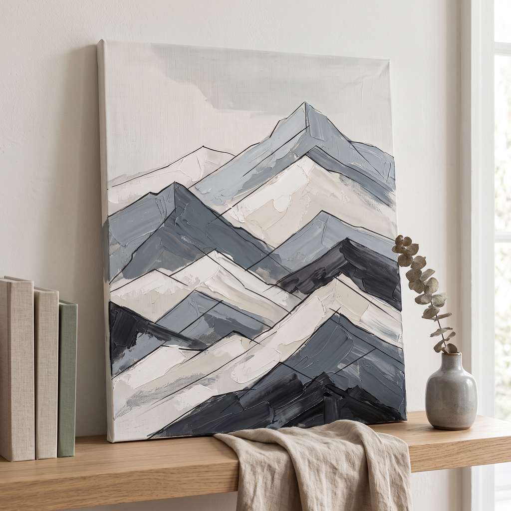 Nordic Landscape Line Minimalist Wall Art, Scandinavian Mountain Print, Calm Living Room Decor, Gift