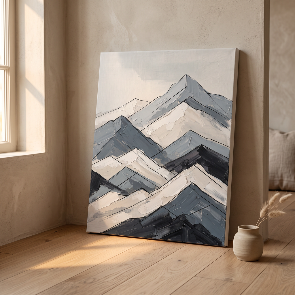 Nordic Landscape Line Minimalist Wall Art, Scandinavian Mountain Print, Calm Living Room Decor, Gift