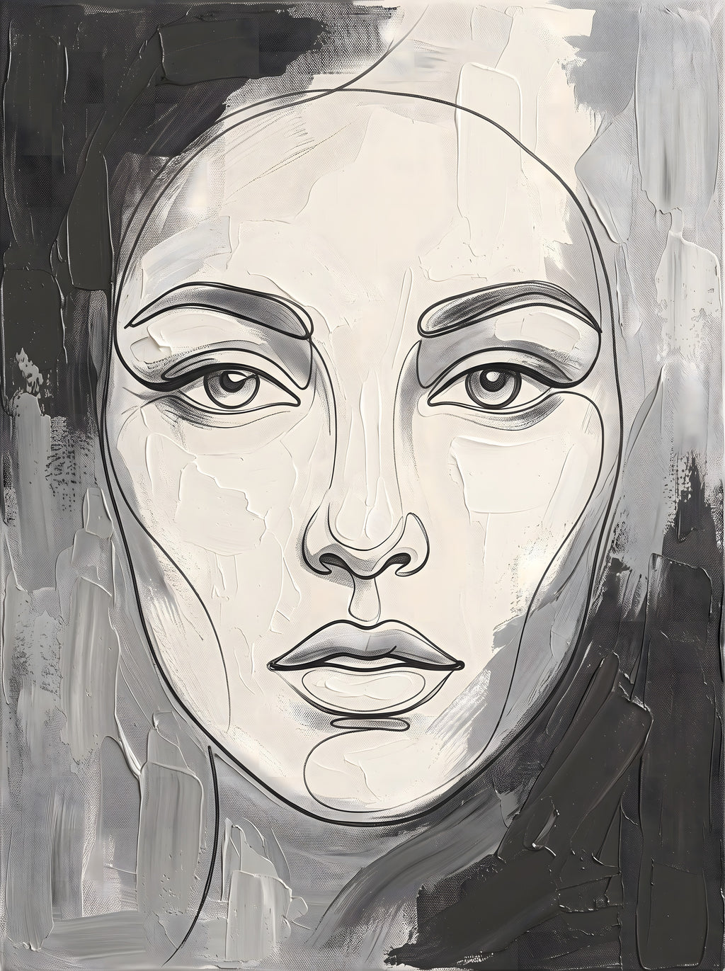 One Line Face Art Minimalist Canvas, Single Line Portrait Print, Modern Wall Decor, Gift