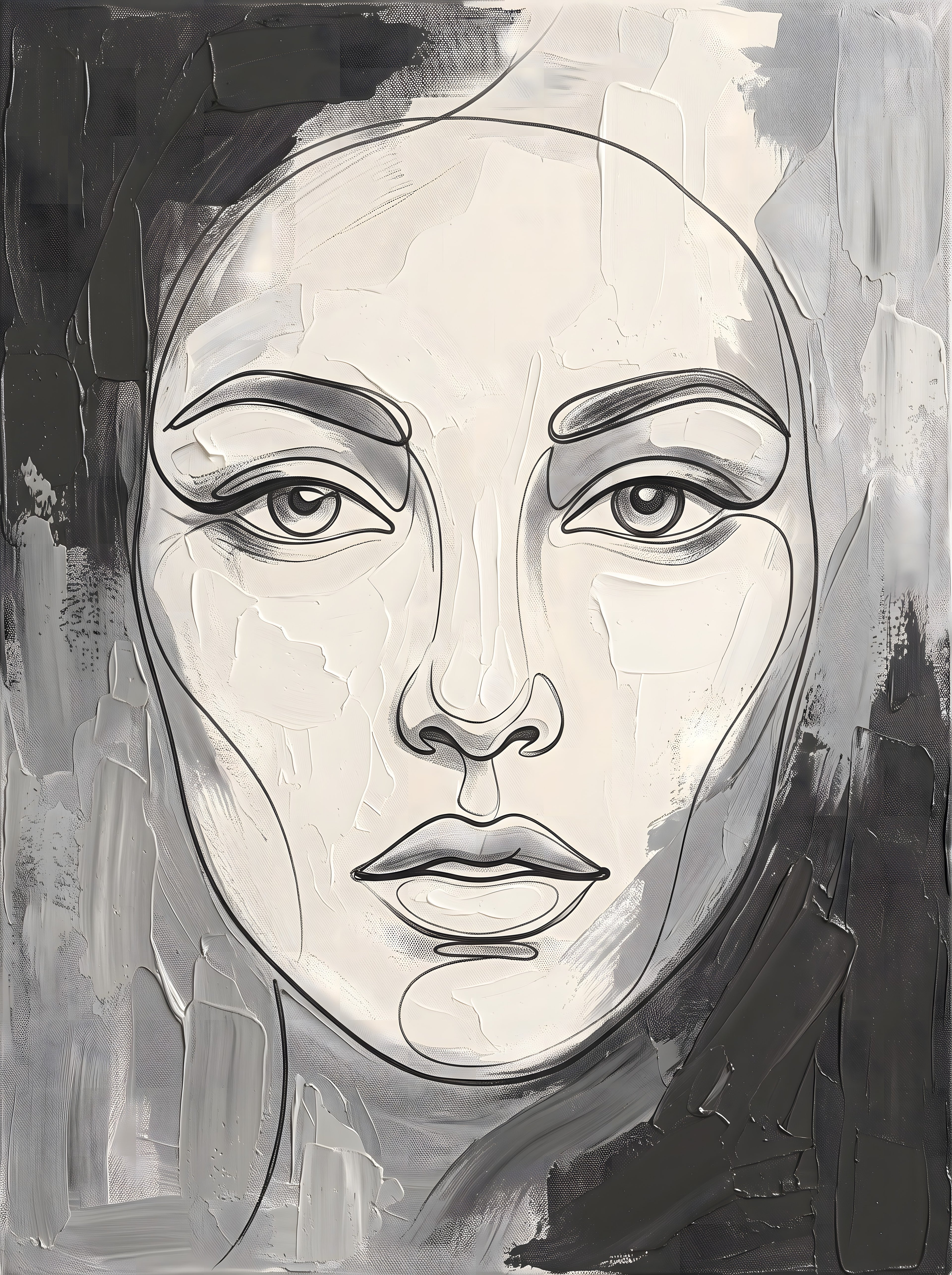 One Line Face Art Minimalist Canvas, Single Line Portrait Print, Modern Wall Decor, Gift