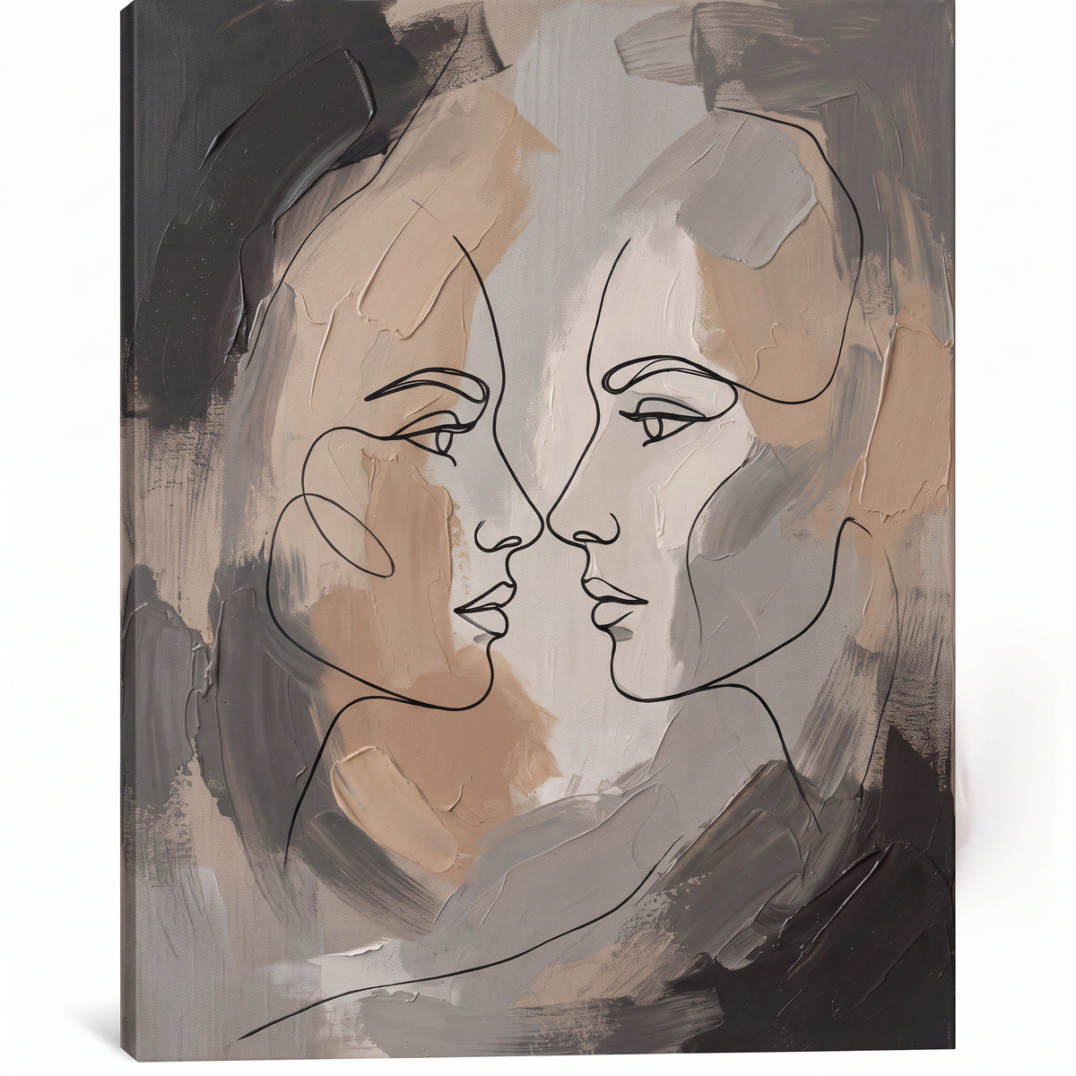 Two Faces in Profile couple line art - BloomWorld wall art print