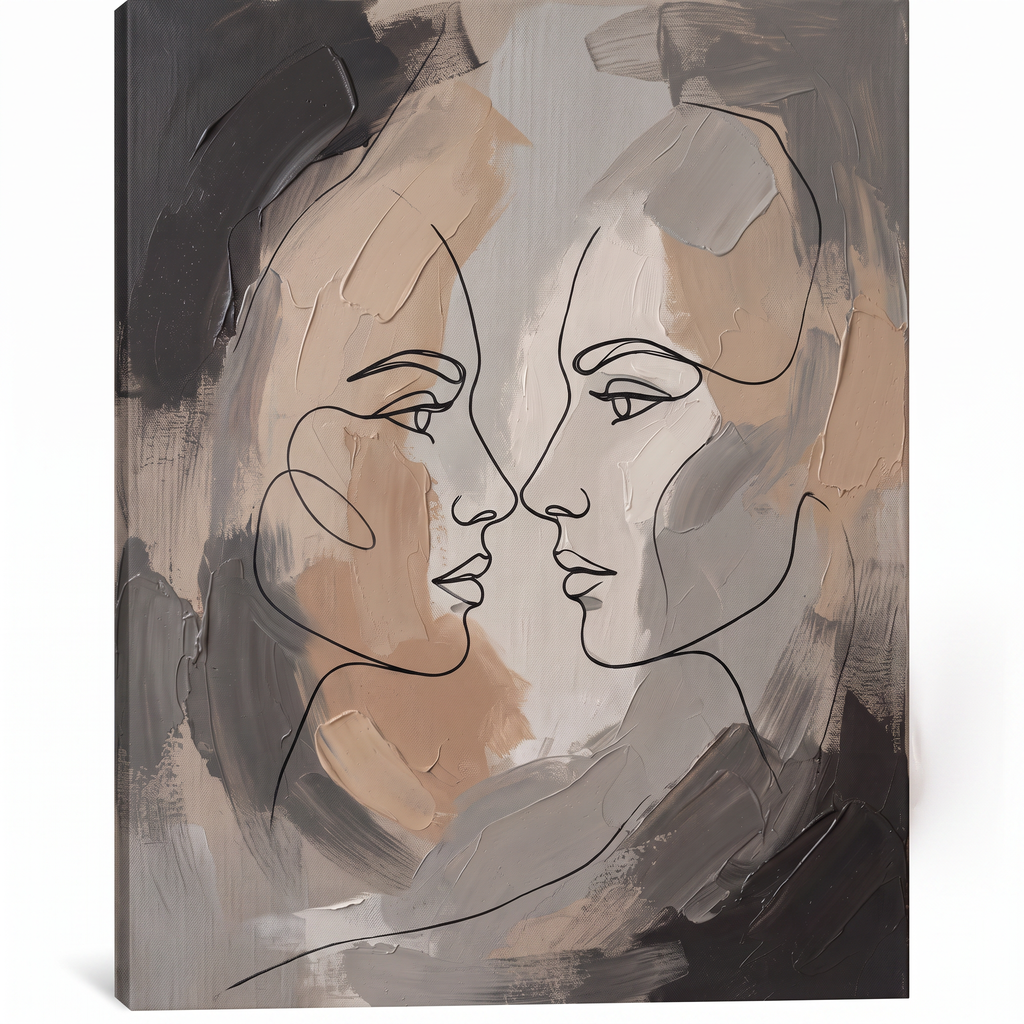 Two Faces in Profile couple line art - BloomWorld wall art print