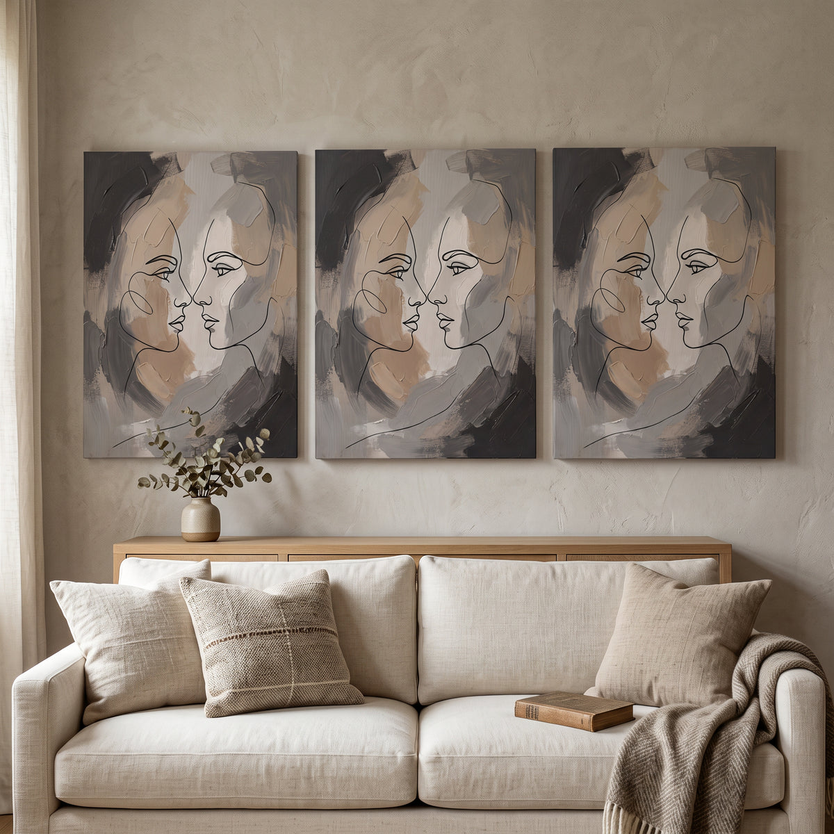 Two Faces in Profile couple line art - BloomWorld wall art print