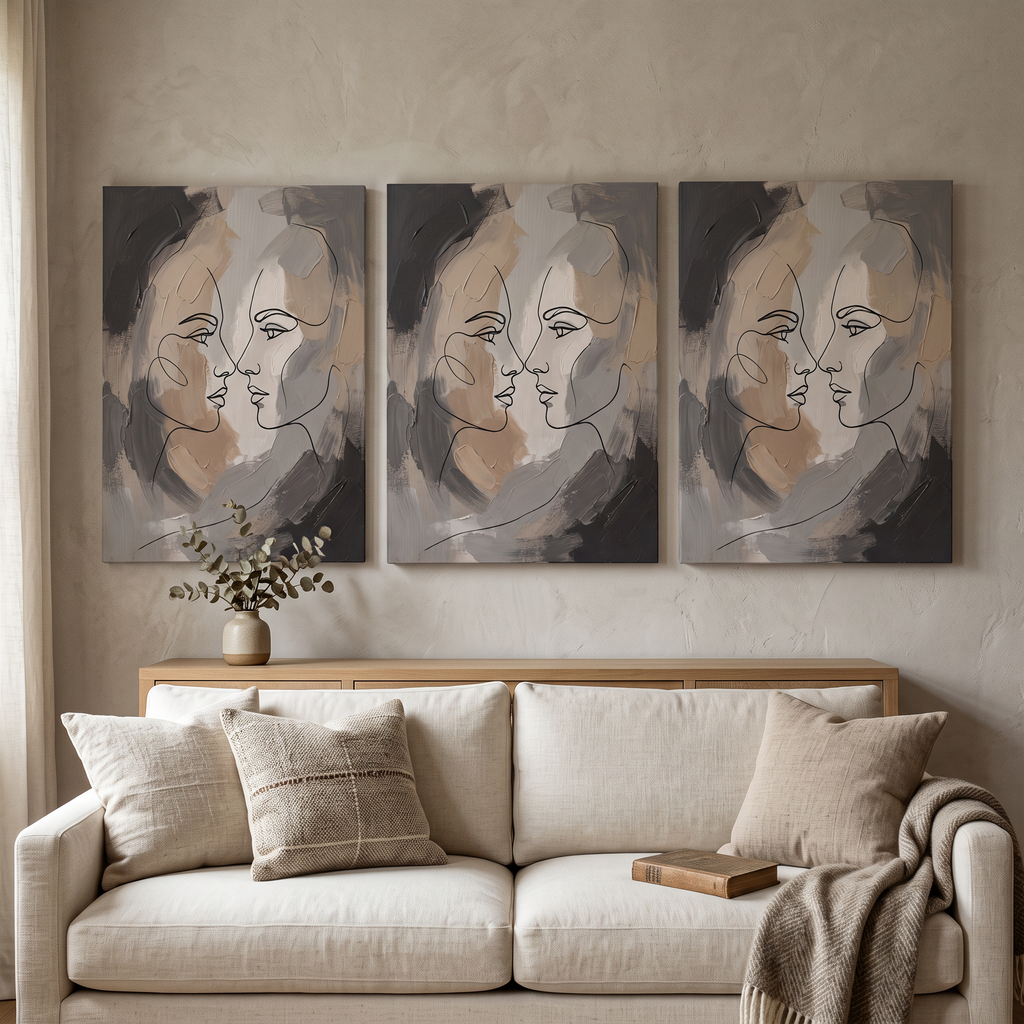Two Faces in Profile couple line art - BloomWorld wall art print