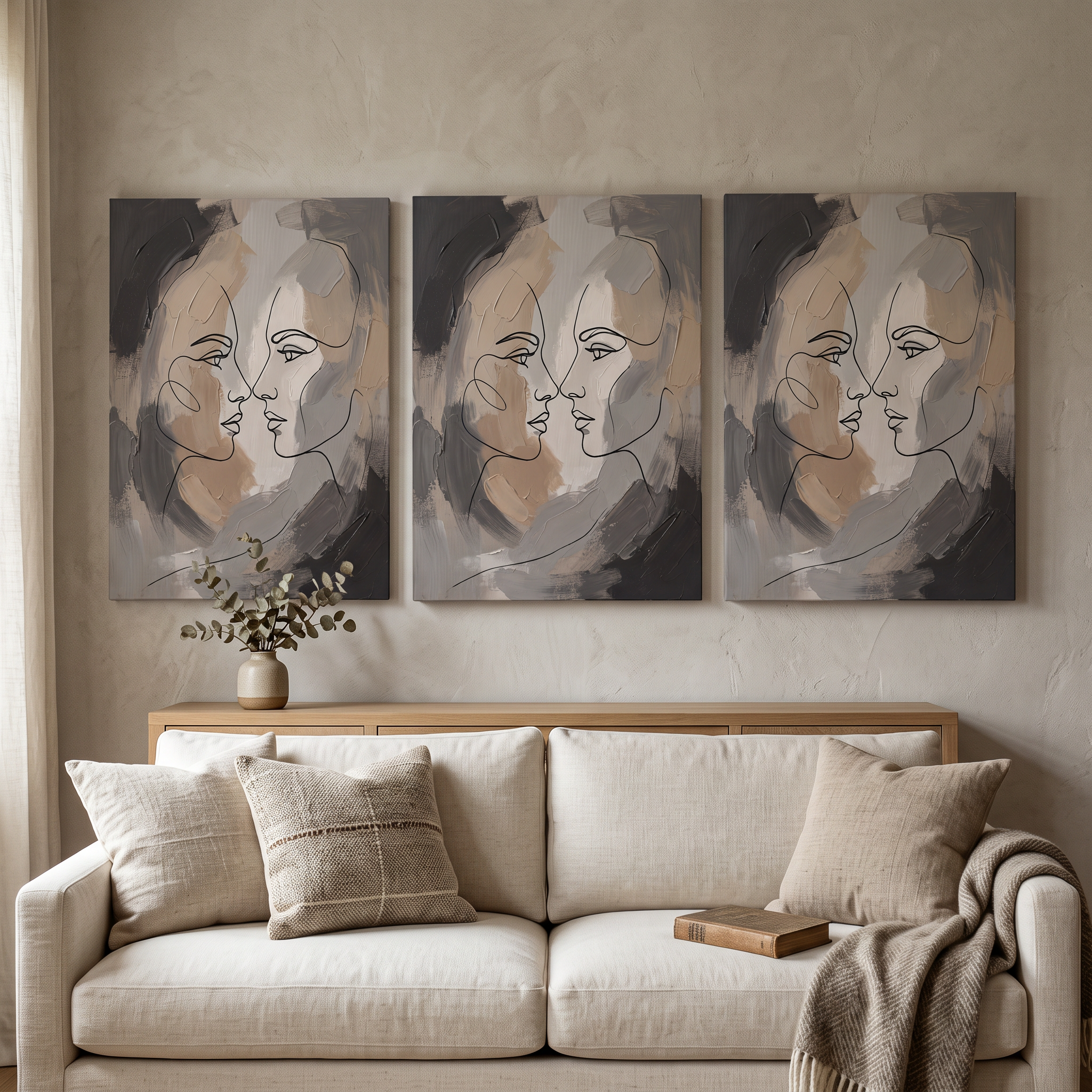 Two Faces in Profile couple line art - BloomWorld wall art print