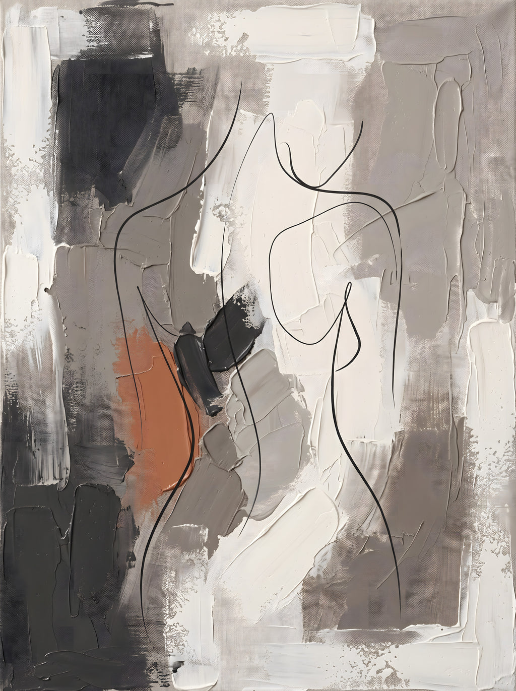 Abstract Body Line Art Minimalist Canvas, Curved Figure Print, Modern Wall Decor, Gift