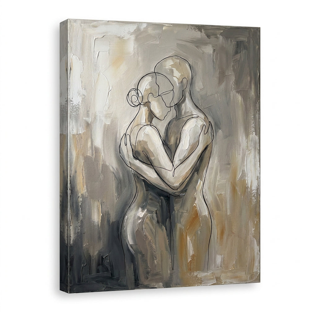 Couple One Line Embrace couple line art - BloomWorld wall art print
