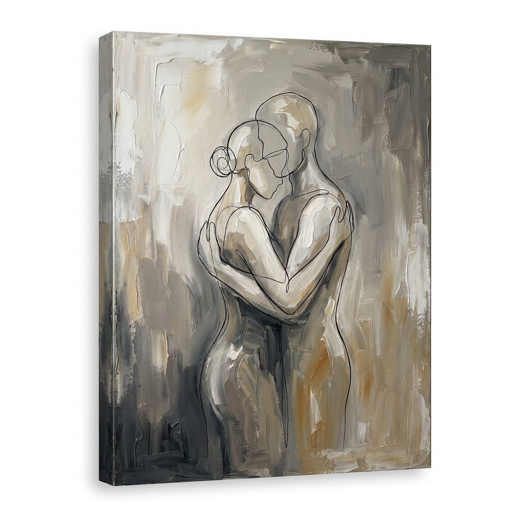 Couple One Line Embrace couple line art - BloomWorld wall art print