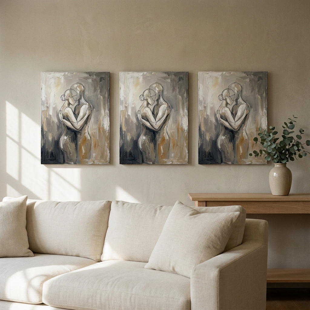 Couple One Line Embrace couple line art - BloomWorld wall art print