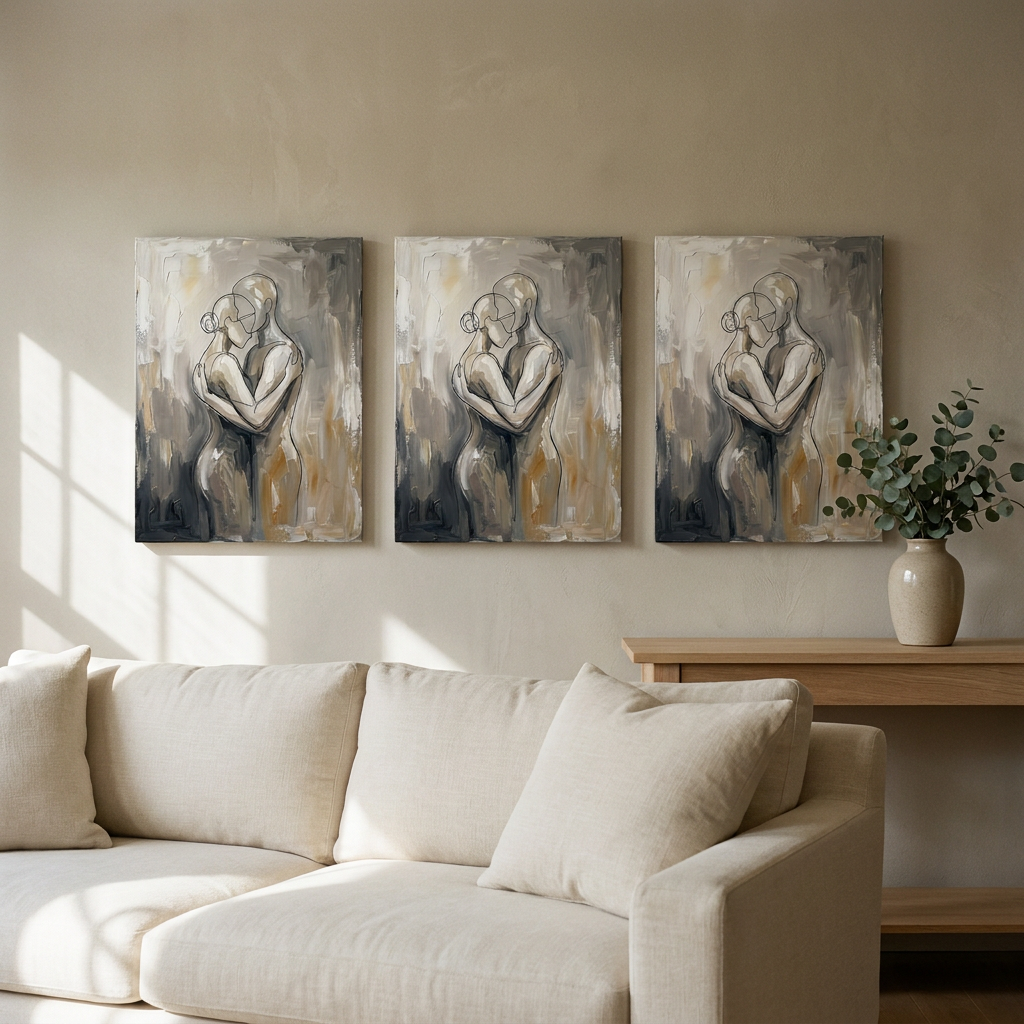 Couple One Line Embrace couple line art - BloomWorld wall art print