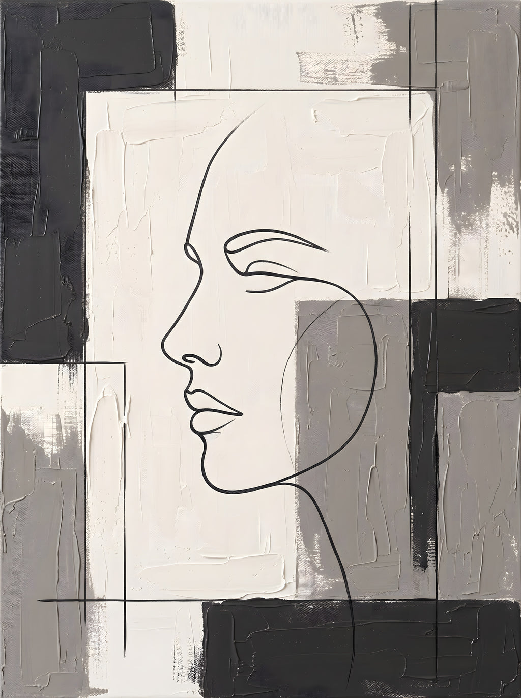 Single Line Figure Study Canvas — canvas wall art, large wall art, full artwork view, minimalist line art canvas wall art print | BloomWorld Art