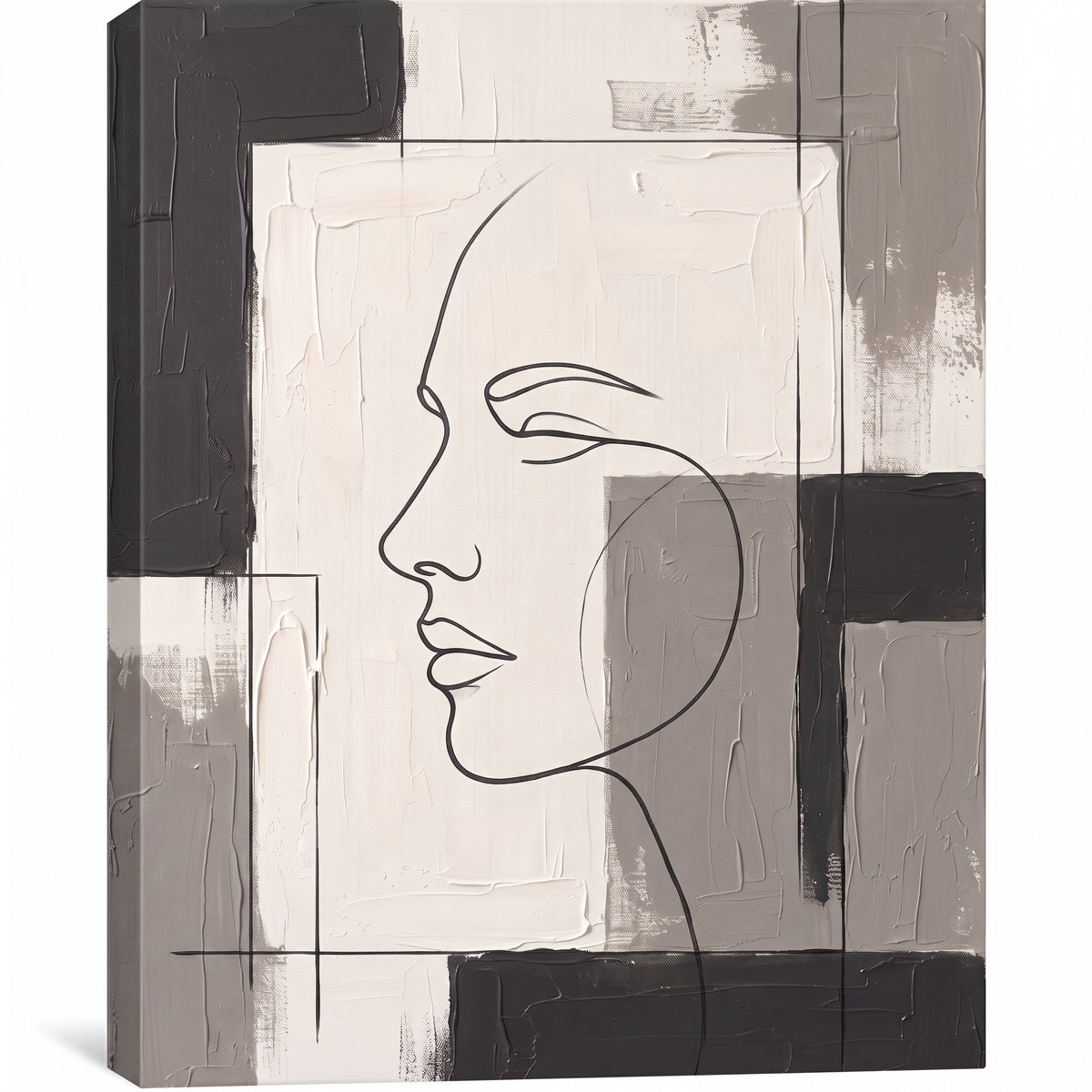 Single Line Figure Study Canvas — canvas wall art, large wall art, canvas wall art shown on a wall in a styled interior, view C1 (minimalist line art) | BloomWo