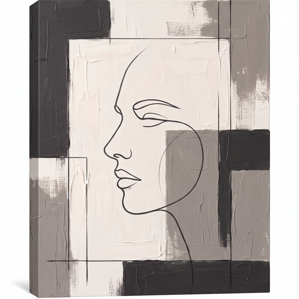 Single Line Figure Study Canvas — canvas wall art, large wall art, canvas wall art shown on a wall in a styled interior, view C1 (minimalist line art) | BloomWo