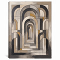 Monochrome Arch Forms Canvas — abstract, canvas wall art, canvas wall art shown on a wall in a styled interior, view C1 (minimalist line art) | BloomWorld Art