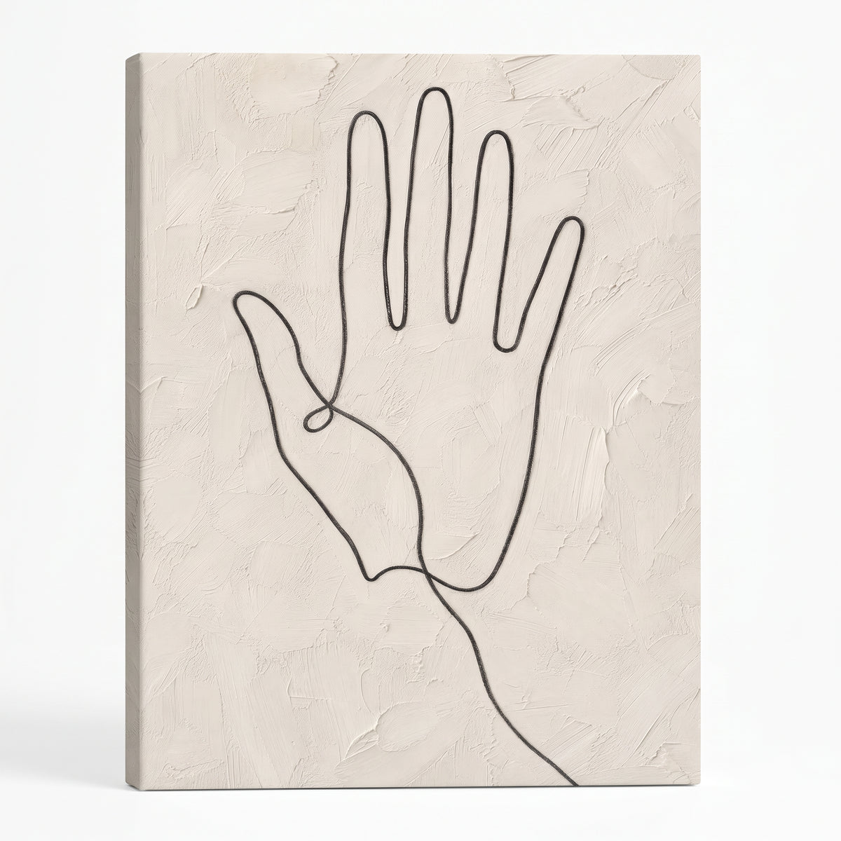 Hand Line Art Minimalist Canvas — abstract line art, bedroom decor, canvas wall art shown on a wall in a styled interior, view C1 (minimalist line art) | BloomW