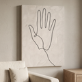 Hand Line Art Minimalist Canvas — abstract line art, bedroom decor, canvas wall art shown on a wall in a styled interior, view C8 (minimalist line art) | BloomW