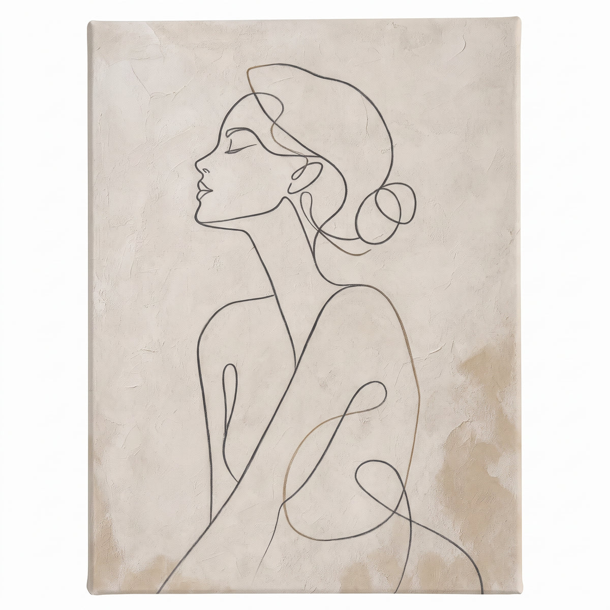 Half Figure Line Art Minimalist Canvas — abstract line art, bedroom decor, canvas wall art shown on a wall in a styled interior, view C1 (minimalist line art) |