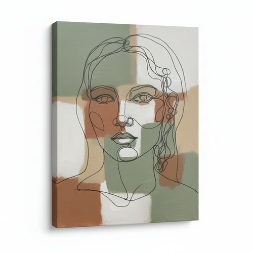 Abstract Face Line Art Variant 3 abstract face line art 微调构图 - BloomWorld wall art print