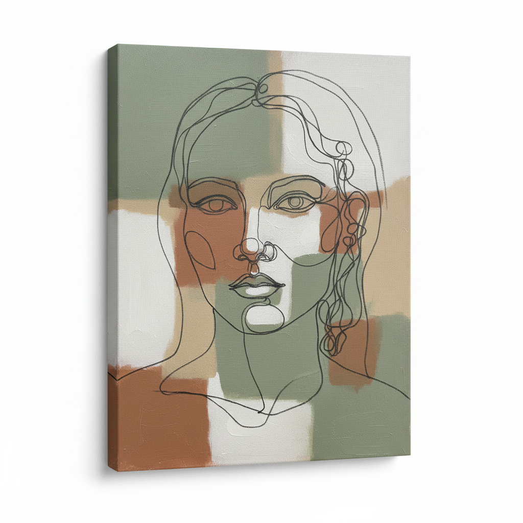 Abstract Face Line Art Variant 3 abstract face line art 微调构图 - BloomWorld wall art print