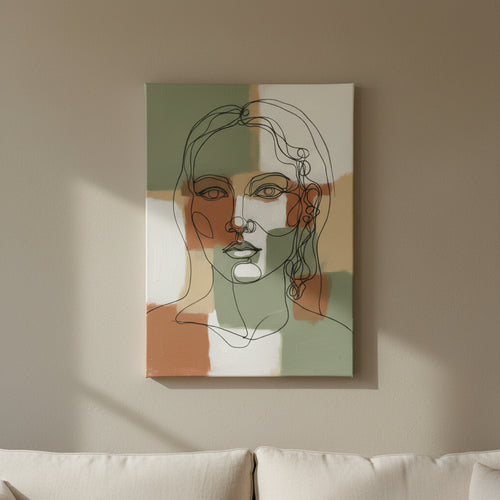 Abstract Face Line Art Variant 3 abstract face line art 微调构图 - BloomWorld wall art print
