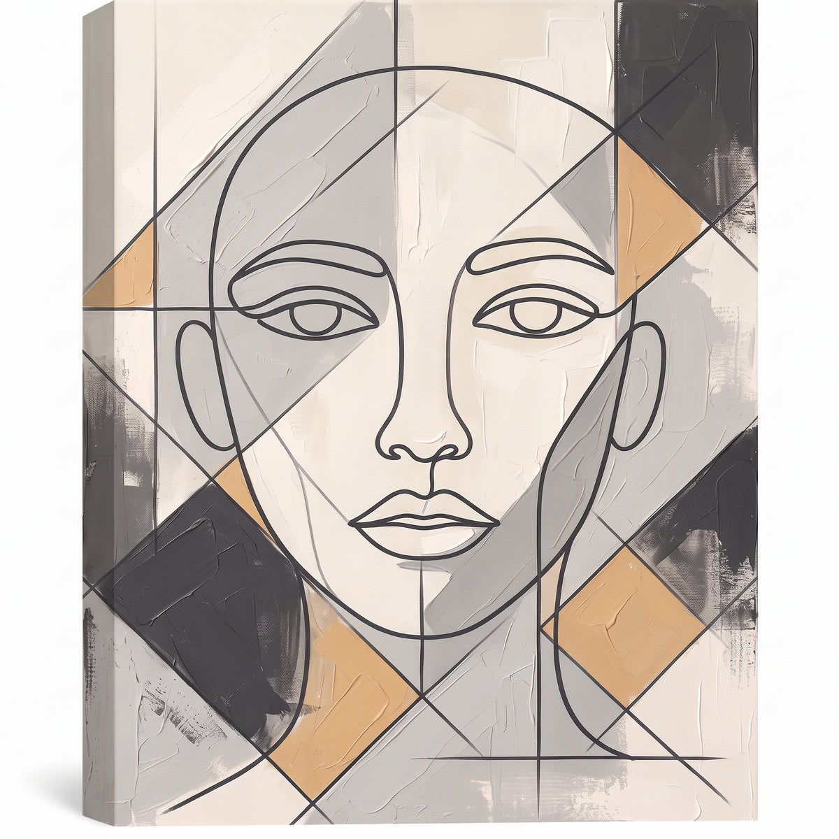 Large Modern Wall Art For Dining Room — boho neutral, line art, canvas wall art shown on a wall in a styled interior, view C1 (minimalist line art) | BloomWorld