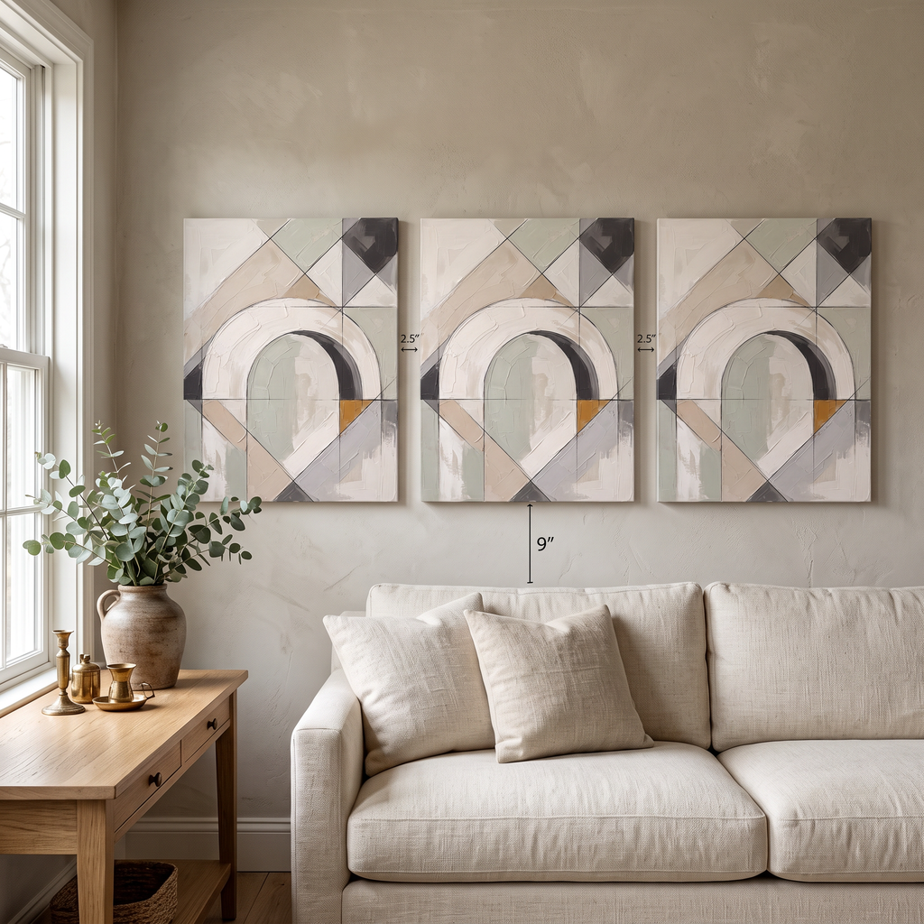 Canvas Japandi Wall Art Large — earth tone decor, japandi decor, canvas wall art shown on a wall in a styled interior, view C3 (minimalist line art) | BloomWorl