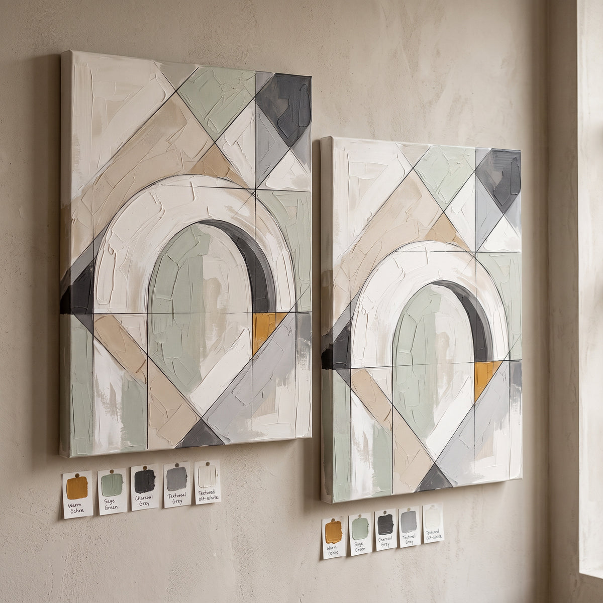 Canvas Japandi Wall Art Large — earth tone decor, japandi decor, canvas wall art shown on a wall in a styled interior, view C5 (minimalist line art) | BloomWorl