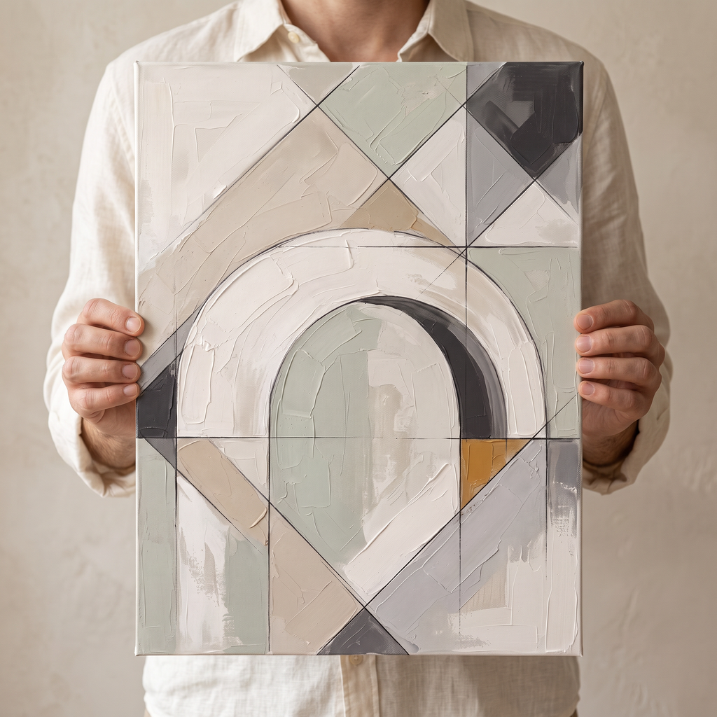 Canvas Japandi Wall Art Large — earth tone decor, japandi decor, canvas wall art shown on a wall in a styled interior, view C6 (minimalist line art) | BloomWorl