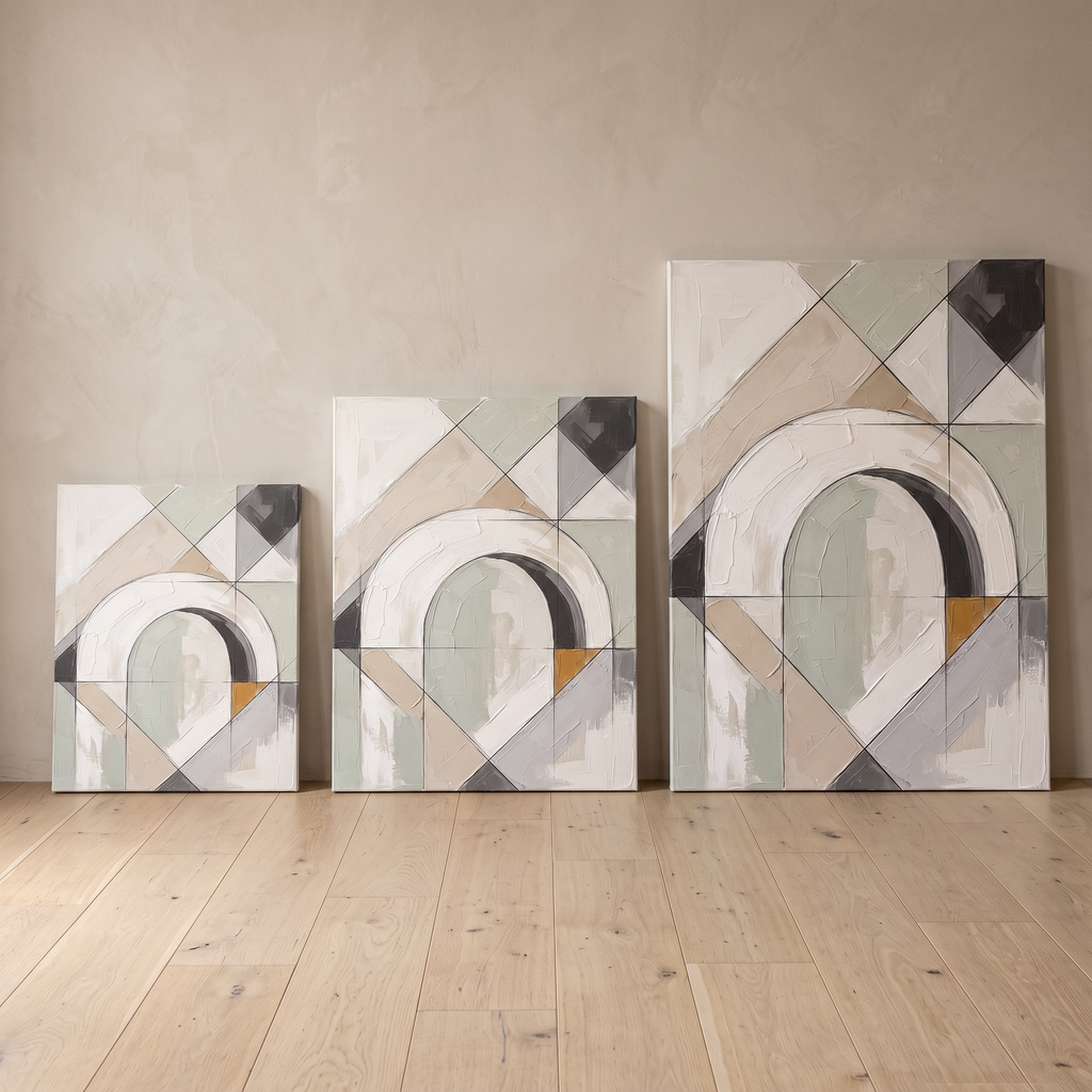 Canvas Japandi Wall Art Large — earth tone decor, japandi decor, canvas wall art shown on a wall in a styled interior, view C7 (minimalist line art) | BloomWorl