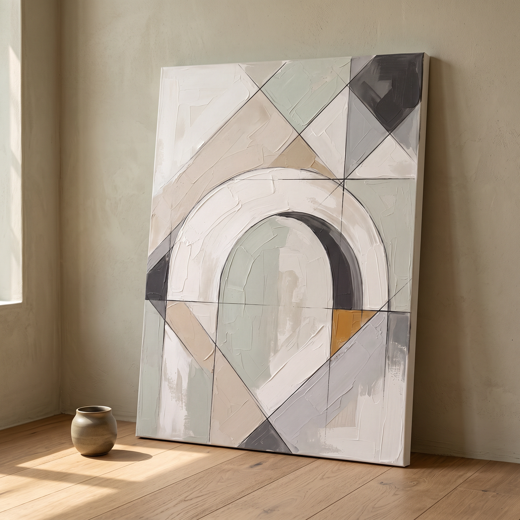Canvas Japandi Wall Art Large — earth tone decor, japandi decor, canvas wall art shown on a wall in a styled interior, view C9 (minimalist line art) | BloomWorl