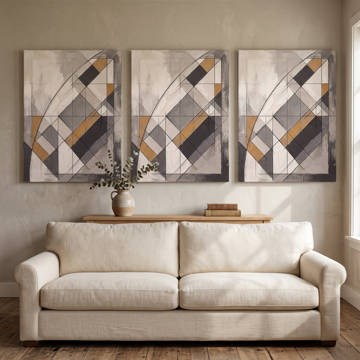 Large Modern Wall Art Canvas — canvas hanging in a bedroom, gallery-wrapped canvas wall art by BloomWorld