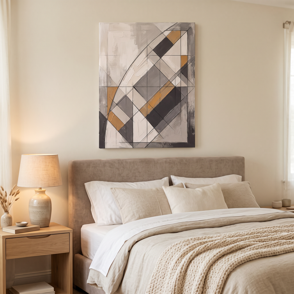 Large Modern Wall Art Canvas — canvas in a dining room setting, gallery-wrapped canvas wall art by BloomWorld