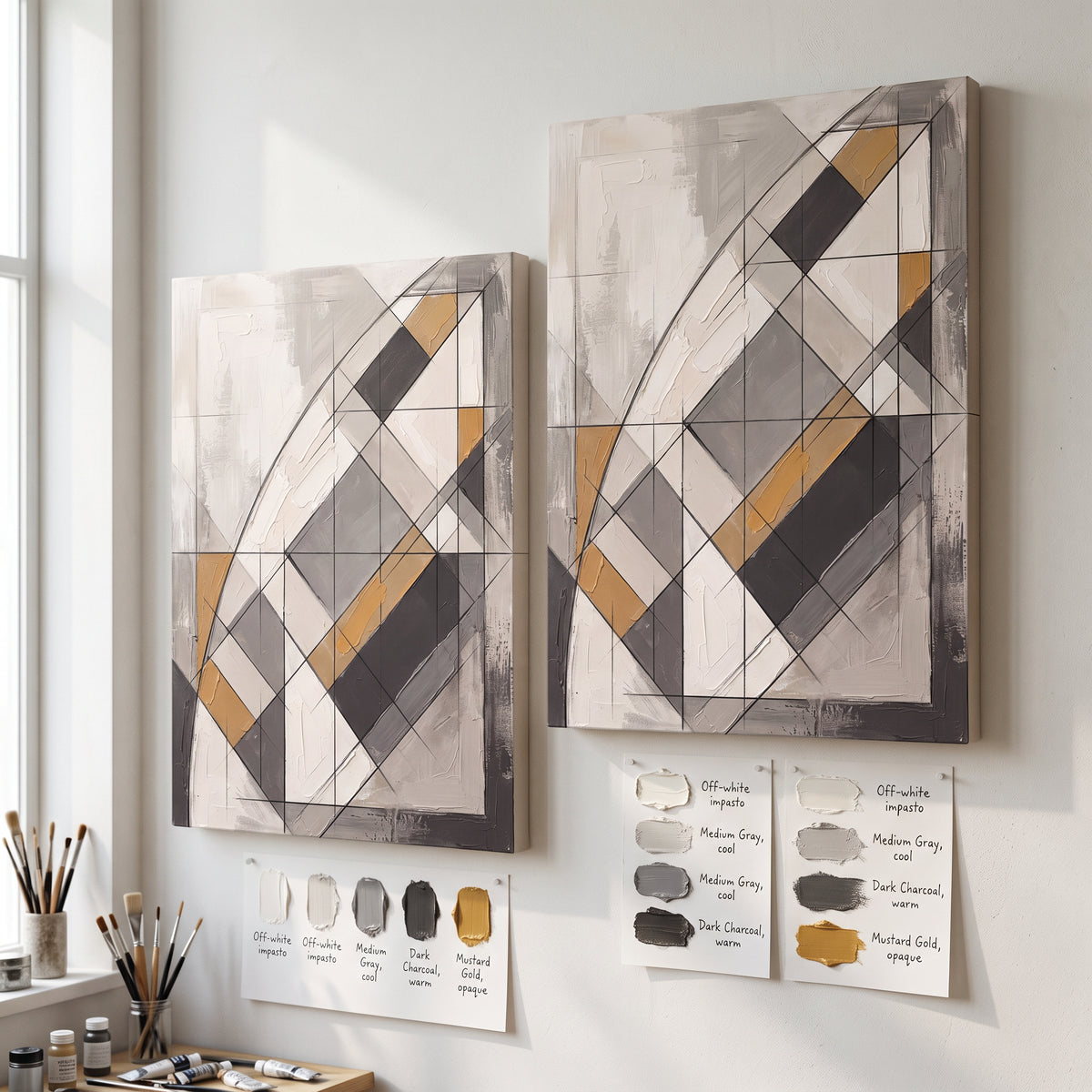 Large Modern Wall Art Canvas — canvas displayed in a home office, gallery-wrapped canvas wall art by BloomWorld