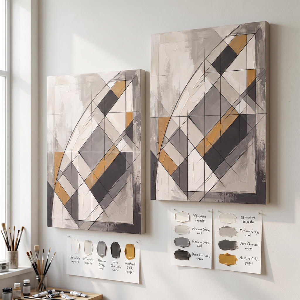 Large Modern Wall Art Canvas — canvas displayed in a home office, gallery-wrapped canvas wall art by BloomWorld