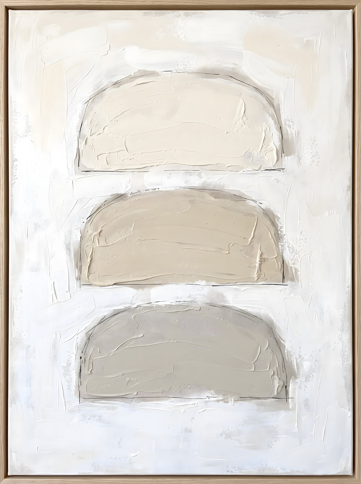 Large Neutral Abstract Wall Art, Oatmeal Arch Fields, Minimalist Canvas for Living Room, Modern Earth Tone Decor, Gift