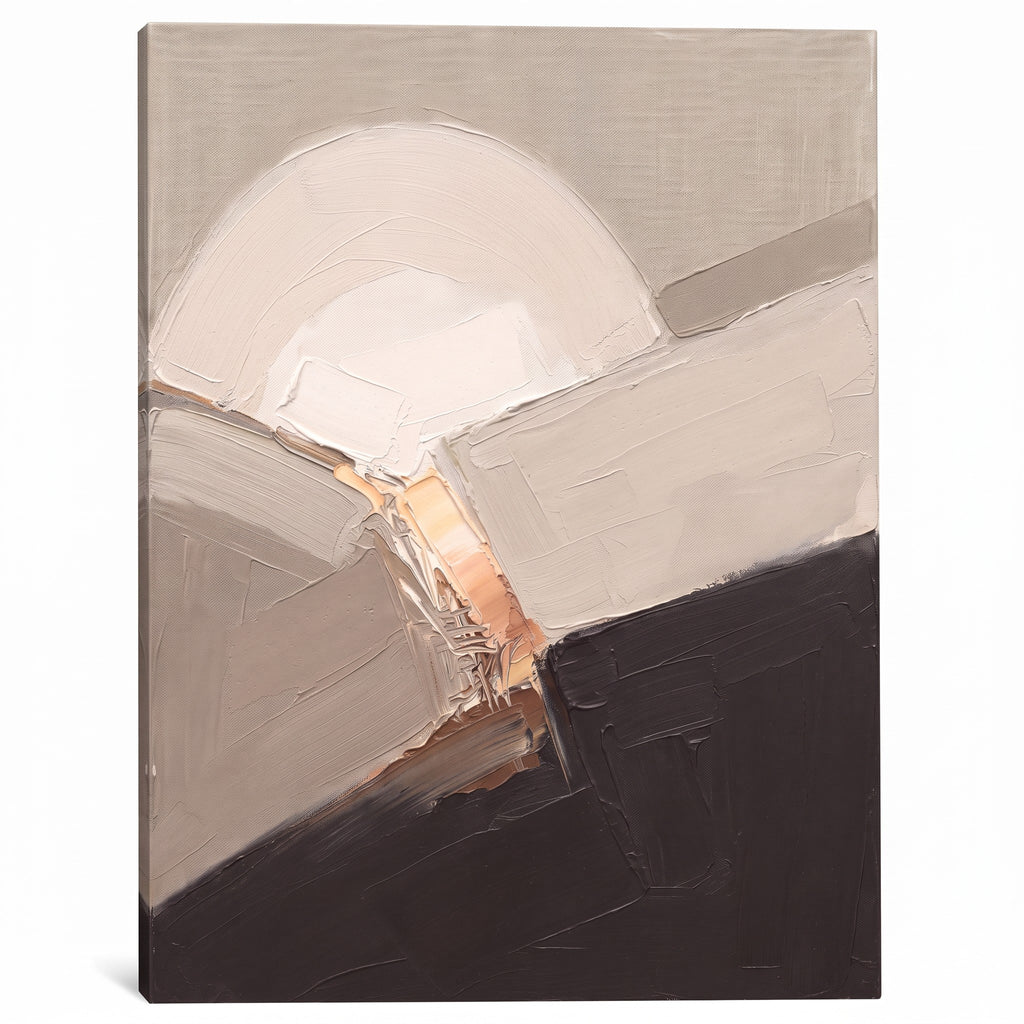 Large Neutral Abstract Wall Art, Oatmeal Arch Fields, Minimalist Canvas for Living Room, Modern Earth Tone Decor, Gift