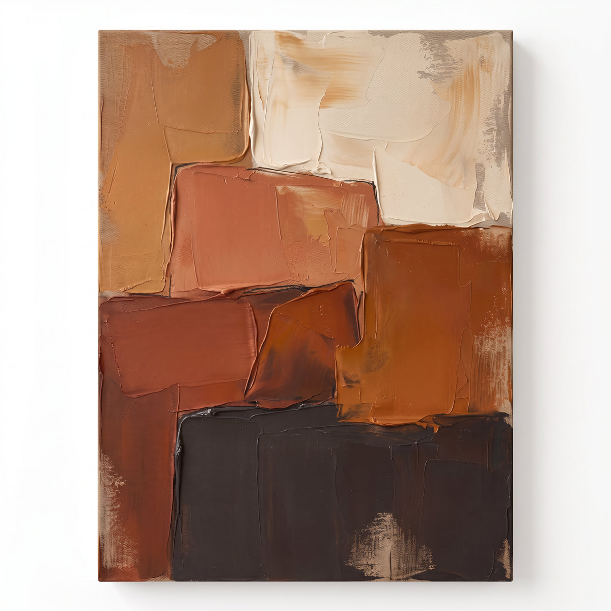 Oversized Neutral Abstract Wall Art — abstract canvas art, bedroom wall decor, canvas wall art shown on a wall in a styled interior, view C1 (neutral abstract) 