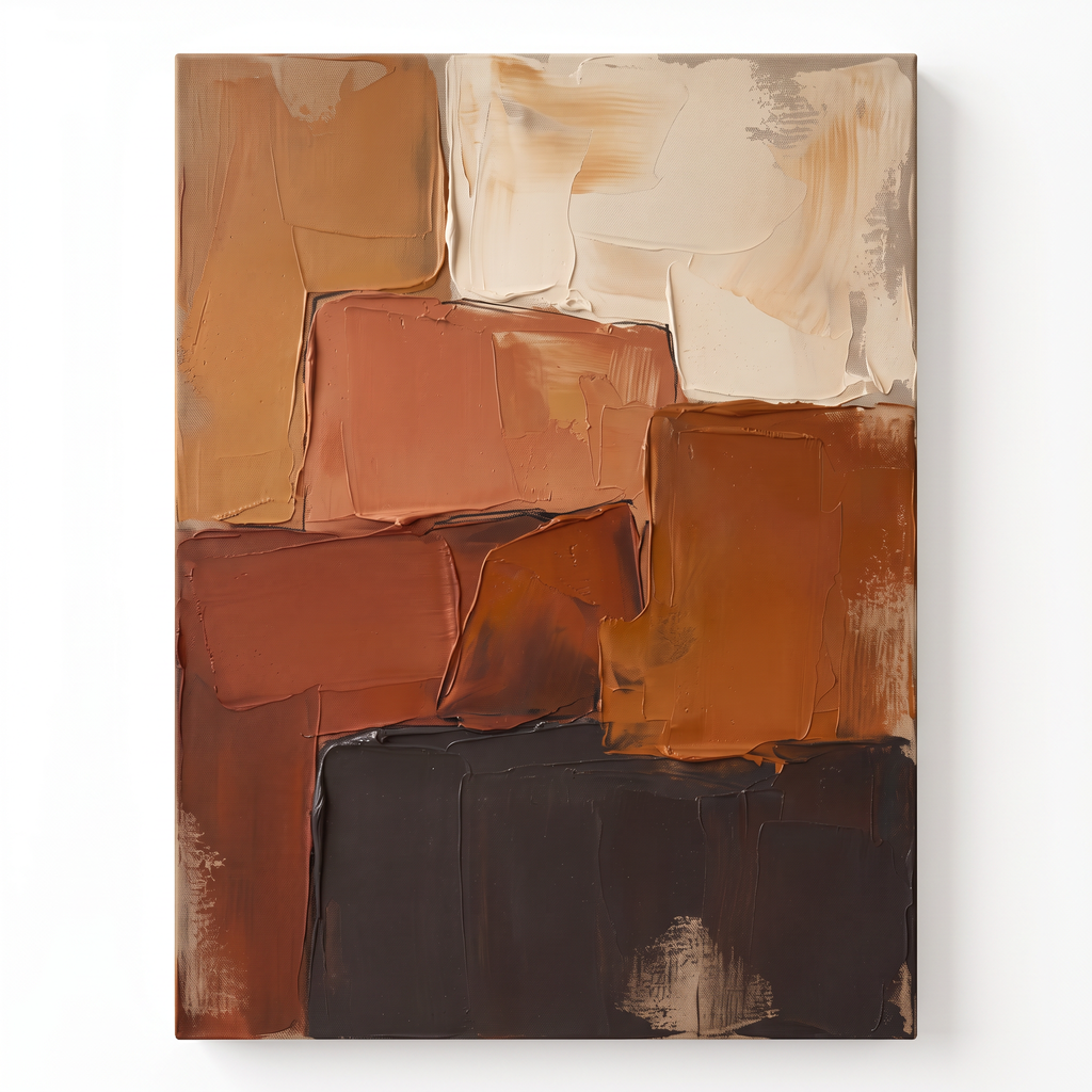 Oversized Neutral Abstract Wall Art — abstract canvas art, bedroom wall decor, canvas wall art shown on a wall in a styled interior, view C1 (neutral abstract) 