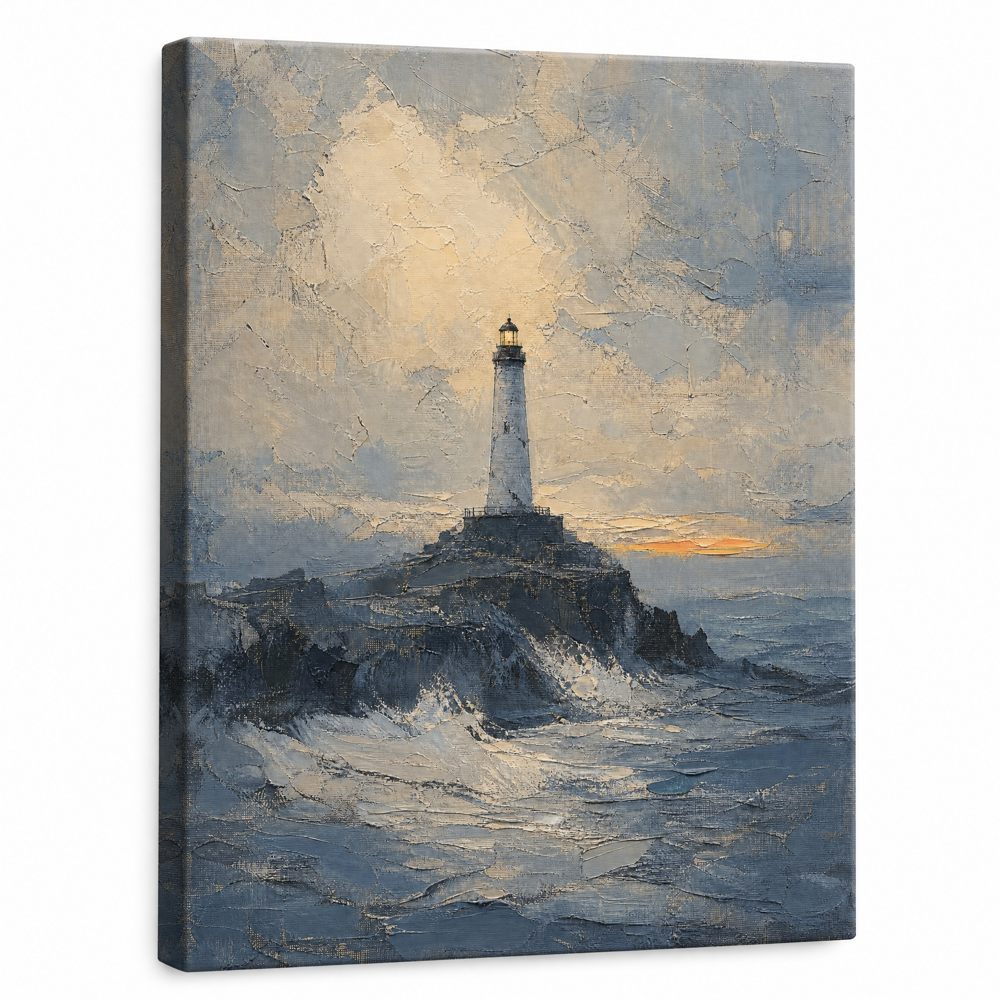 Lighthouse at Dusk Nautical Wall Art, Living Room Decor, Gift